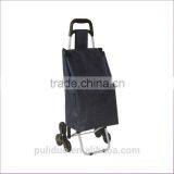 Solid-colored Square Pocket 6 Wheeled Climb Stairs Folding Shopping Cart thumbnail-3