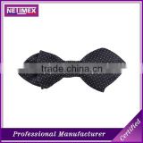 Plain dyed Style polyester pre-tied solid color black Bow Tie With dot Design