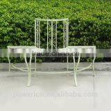 Antique Green Half Round Tree Seat Bench Wrought Iron Metal thumbnail-1