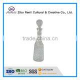 New Custom 750ml Unique Shaped Clear Glass Wine Bottle With Cork thumbnail-1