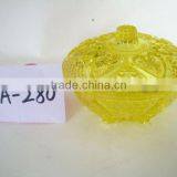 Flower Pattern Antique Glass Bowl With Lid thumbnail-2