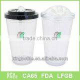 16oz Double Wall Plastic Coffee Mug With Foldable Straw thumbnail-1