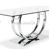 Modern Dining Table With Glass Top and Chrome Base thumbnail-2
