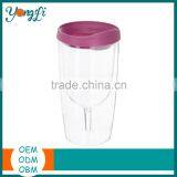 Wholesale Through Lid Double Wall 10oz Plastic Travel Wine Glass thumbnail-1