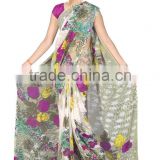 Digital Flower Rose Printed Designer Saree With Blouse Material thumbnail-1