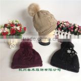 high quality double layer ladies and girls winter Fashion Warmer knitted beanie hat