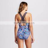 Womens Summer Floral V Neck One Piece Swimsuit Customize Multi Colored Swimming Suit Polyester Spandex Perfect Material Finish thumbnail-3