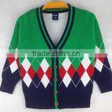 Custom Boys Kids V-neck Button-down Diamond Argle Cotton Cardigan Sweaters thumbnail-2