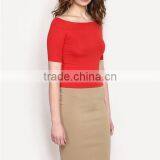 Women Plain no Brand T-shirt Custom Cotton off Shoulder t Shirt thumbnail-5