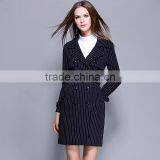 2016 Latest Designs Lady Formal Black Stripe Winter Women's Coat thumbnail-3