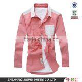 New Trendy Contrast Collar Linen Cotton Dress Shirt for Man thumbnail-1