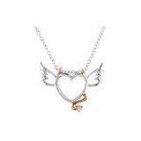 Heart Silver Fashion Jewelry Pendants Angel Wing Two-tone Pendant