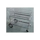 Warehouse Double Tier Steel Rolling Cart , Factory 4 Wheel Hand Truck For File Transit