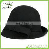 Promotion Fashion Korea Style Khaki Bowknot Felt Winter Women Fascinator Wide Brim Hat thumbnail-4