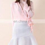 Relaxed Self-tie Wrapped Top in Pink thumbnail-1