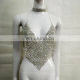 2017 New Arrived Women Top Metal Diamond Gold Silver Hand Patch Work Sexy Top Wholesale Retail 1pcs Dropshipping thumbnail-6