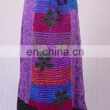 Stylish Razor Cut Embroidered Floral Patches & Print Purple Daffodil Maxi Wrap Around Summer Skirt HHCS 116 C
