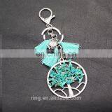 Natural Stone Bead Metal Tree With Tassel Pendant Keychain thumbnail-4