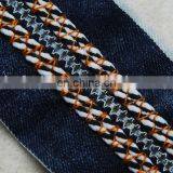 Italy Design Fashion Denim Fabric Trim Embroidery Tape With 3d Braided Rope thumbnail-3