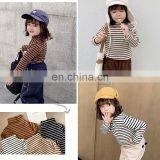 4097 Baby Girl Clothes Long Sleeve Half-high Collar Cotton Stripe t Shirt thumbnail-2