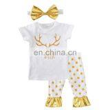 2018 Hot Sales Girls Summer Clothes Cartoon Set T Shirt+Shorts Outfits Set+Headband Suit thumbnail-1