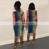 LAITE D2185 New Styles Patchwork Contrast Color Casual Dresses Ladies Printed Bodycon Dresses thumbnail-5