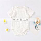 Envelope Short Sleeve Snap Crotch Knitted Baby Bodysuit Romper thumbnail-2