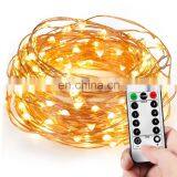10M 100Leds Waterproof Silver Copper Wire String Fairy Lights Battery With 8 Keys Remote thumbnail-4