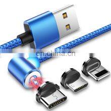 2020 New Product Hot Wholesale Flowing Light Magnetic Charging Cable Cellphone Fast Micro USB Cable Charger Data Cable Line thumbnail-1