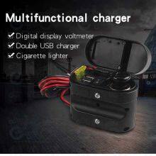 Portable Motorcycle Aluminum Alloy Dual USB Charger Cigarette Lighter