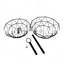 Nordic Home Kitchen Storage Organization Wire Mesh Food Holder Bowl Stand Hanging Fruit 2 Tier Metal Basket thumbnail-5