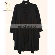 Wholesale Back Cashmere Knitting Pattern Poncho for Women thumbnail-1