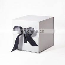 Foldable White Custom Ribbon Design Logo Printing Cube Magnetic Gift Box Wholesale thumbnail-2