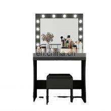 Modern Dressing Table Vanity Table Set With Lighted Mirror - Makeup Vanity With Lights Adjustable Light