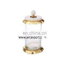 Marble Lid Hammered Glass Canister
