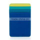 Vertically Genuine Leather Transparent Window Colorful ID Credit Card Holder or Business Name Card Case Pocket Wallet thumbnail-3