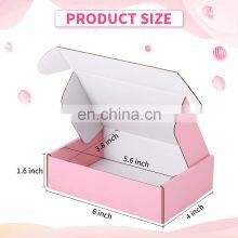 Pink Paper Corrugated Mailer Shoe Box Cardboard Mailbox Packing Transport Shipping Box for Sweater Dress False Eyelash thumbnail-5