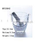 transparent glass wine bucket glass bucket with handle