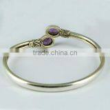 Amethyst !! Lavender Dreams Simple Kada 925 Sterling Silver Bangles, Gemstone Silver Jewellery, Handmade Silver Jewellery thumbnail-4