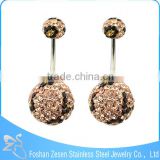 Hot promotional durable surgical steel nickel free beautiful gem ball navel belly ring