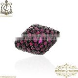 Ruby Gemstone Pave Spacer Bead Ball Finding, 925 Sterling Silver Ruby Gemstone Ball, Designer Spacer Bead, Jewelry Component