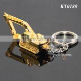 3D Excavator Shaped Three-dimensional Gold Color Alloy Metal Excavator Keychain thumbnail-2