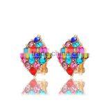 Top sale high quality crystal rhinestone clips funky earrings for college girls