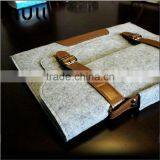 Fashion Design Handmade Leather Laptop Handbag Felt Tote Bag thumbnail-2