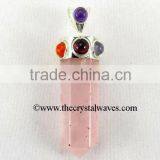 Rose Quartz Pencil Chakra Pendant thumbnail-1