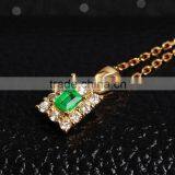 Factory Wholesale 18 Carat Gold Mosaic Natural Emerald Clavicular Necklace Pendant thumbnail-3