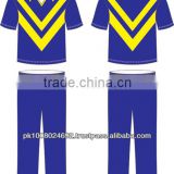 Blue Yellow Stripe Collar Men's Cricket Jersey Cricket Uniform Cricket Wears