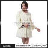 Hot Sale Plus Imports Rabbit Hair Fox Fur Collar Long Coat Jianhua