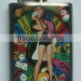 Stainless Steel Hip Flask With Color Print Logo