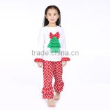 online shipping children Christmas pajamas red and white 2 pieces boutique ruffle christmas oufits